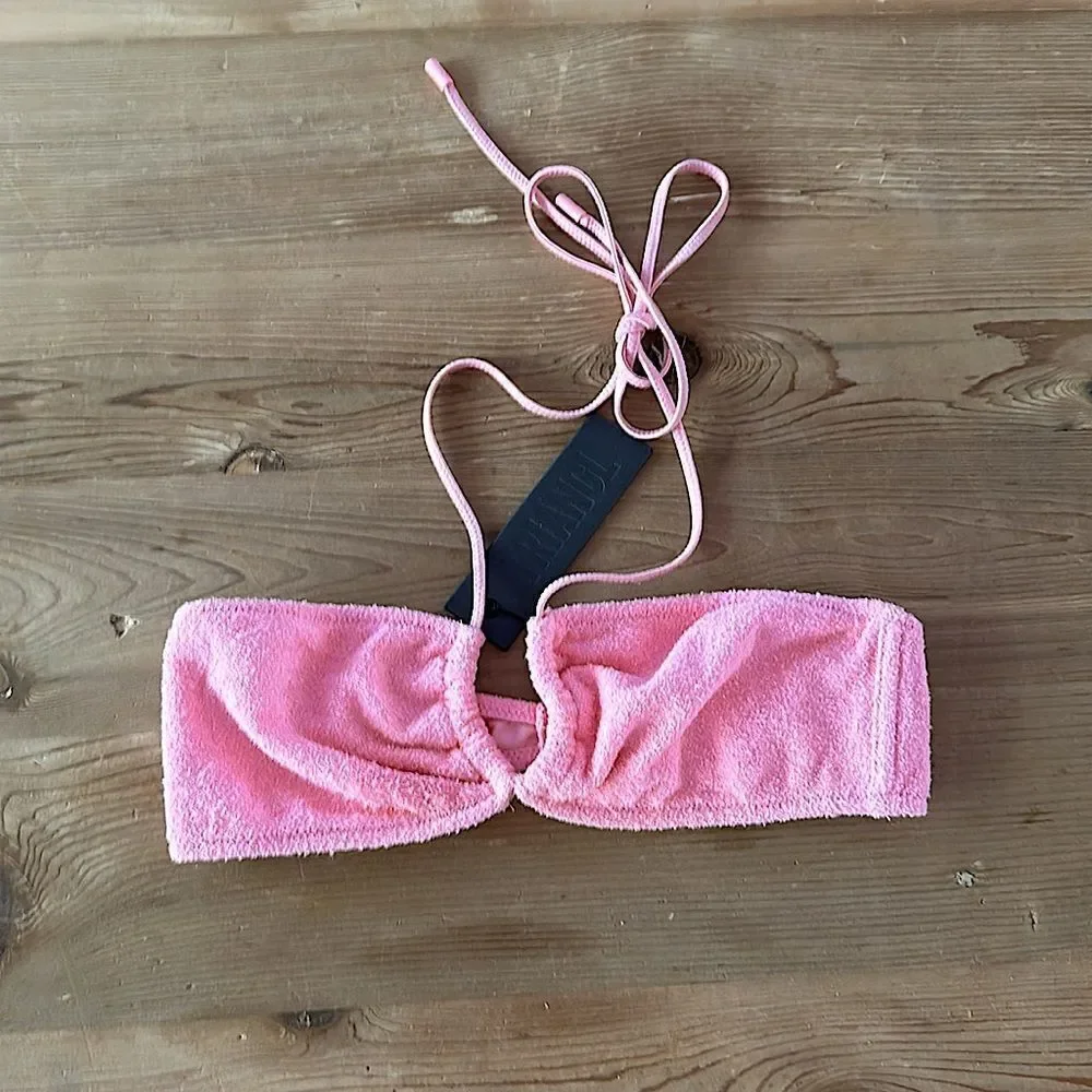 triangl swimwear Pink Terry Cloth Bandeau & Tie Bikini